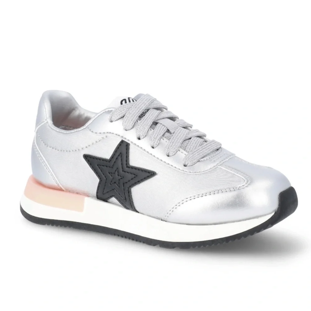 Justice Silver Sneakers with Black Star